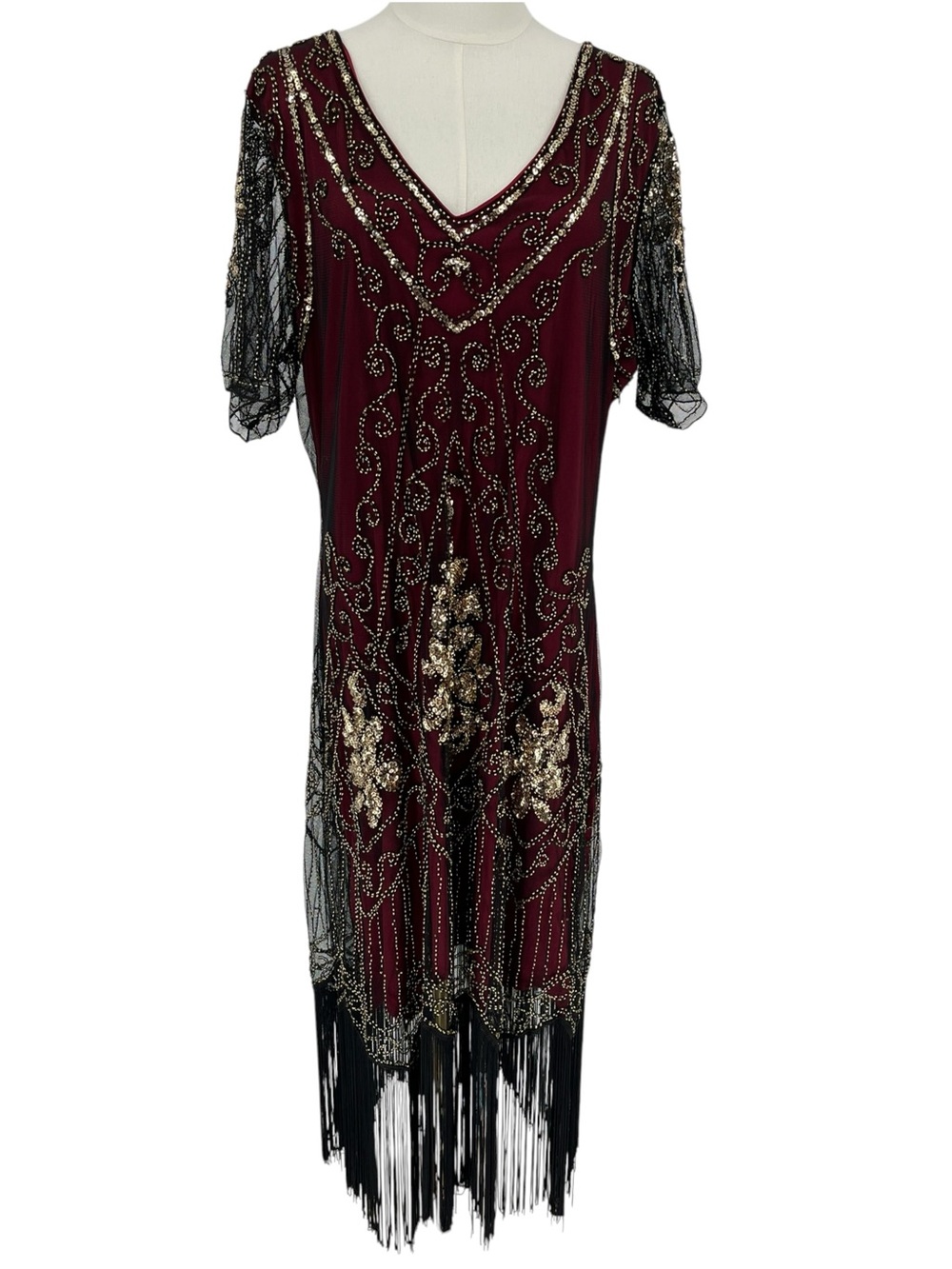 BABEYOND Plus Size 4XL Beaded Flapper Dress - Roaring Twenties Gatsby Halloween